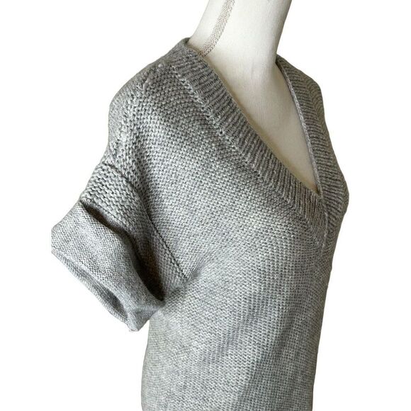 J.CREW Women’s Gray Super Fine Alpaca/Marino Wool Deep V Neck Sweater Size XS - Picture 3 of 5